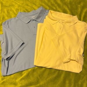 2 pm Sonoma Mens Polo XL Blue and Yellow Short Sleeve Cotton Life Style Casual